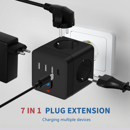 7-in-1 EU Power Strip with Surge Protection