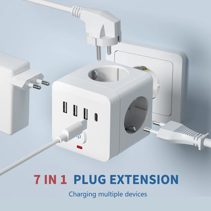 7-in-1 EU Power Strip with Surge Protection