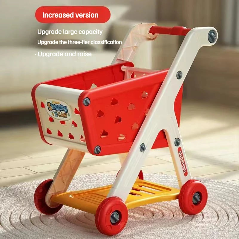 Kids Shopping Cart Toy with Play Food & Music