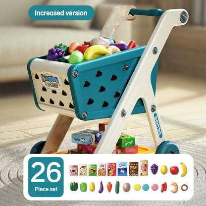 Kids Shopping Cart Toy with Play Food & Music