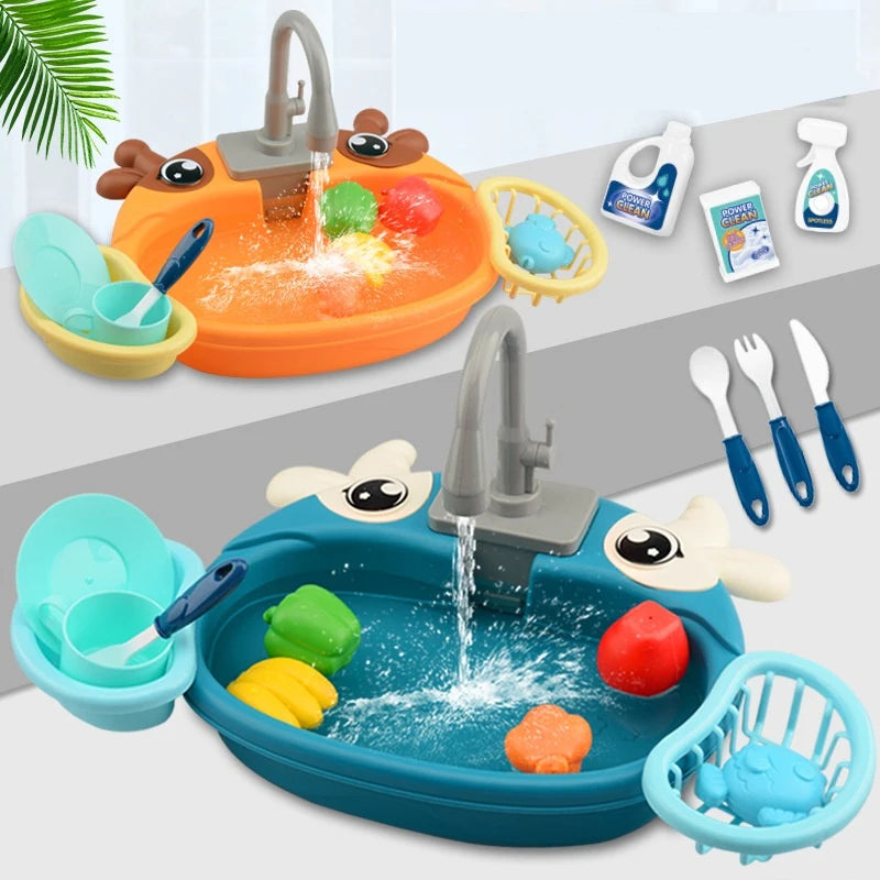 Kids Play Kitchen Sink with Circulating Water