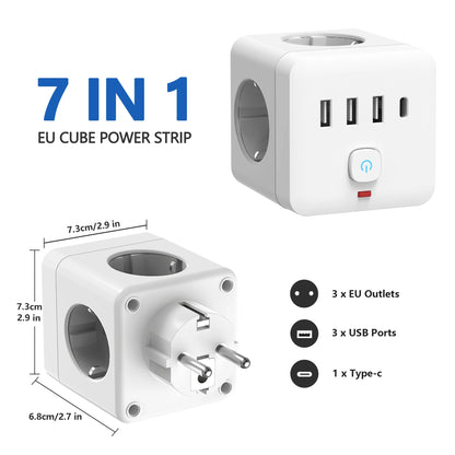 7-in-1 EU Power Strip with Surge Protection