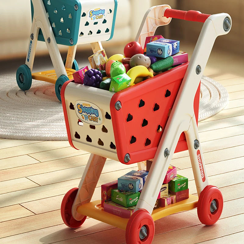 Kids Shopping Cart Toy with Play Food & Music