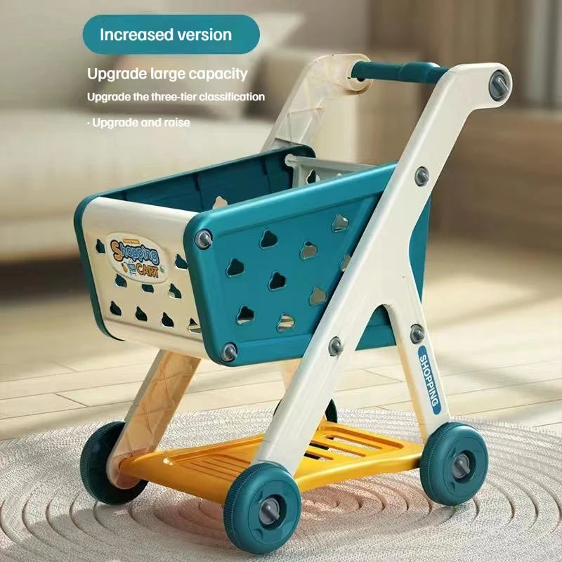 Kids Shopping Cart Toy with Play Food & Music