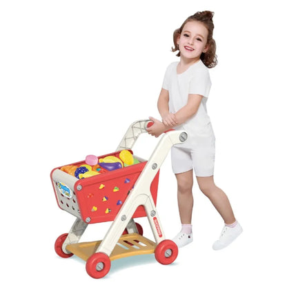 Kids Shopping Cart Toy with Play Food & Music