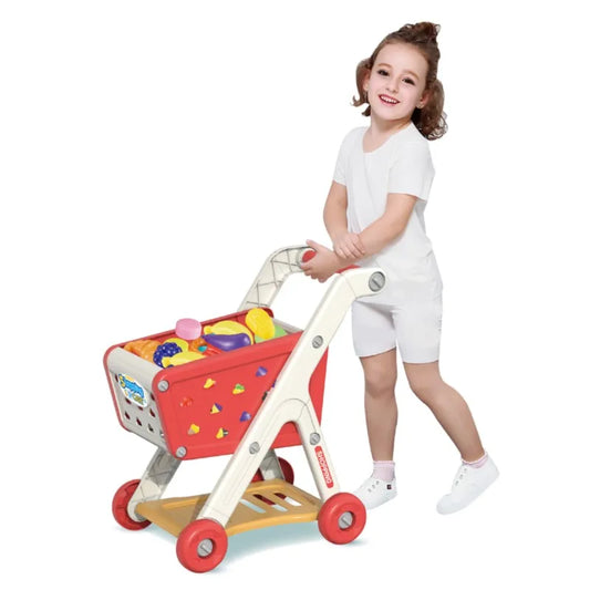 Kids Shopping Cart Toy with Play Food & Music