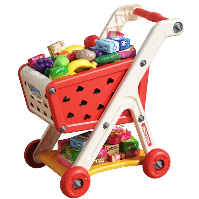 Kids Shopping Cart Toy with Play Food & Music