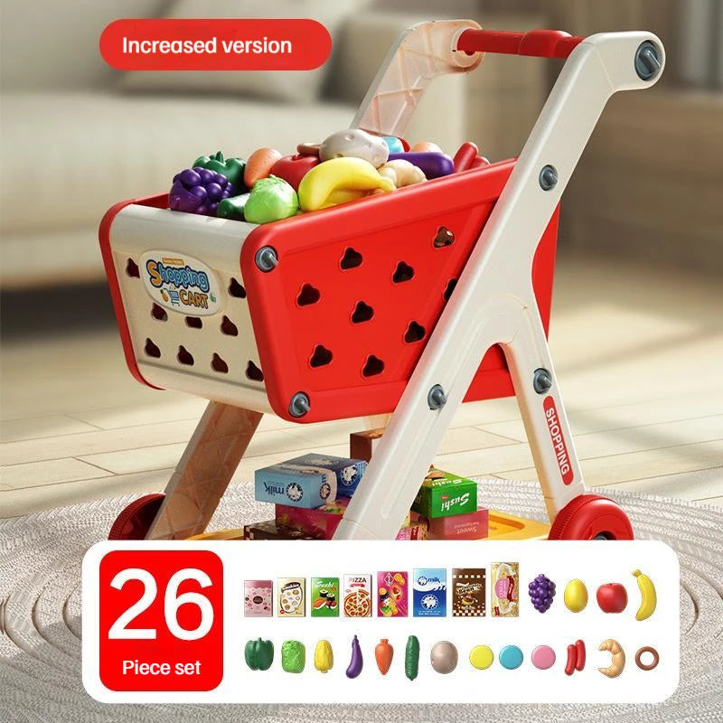 Kids Shopping Cart Toy with Play Food & Music