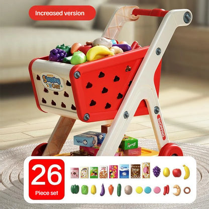 Kids Shopping Cart Toy with Play Food & Music