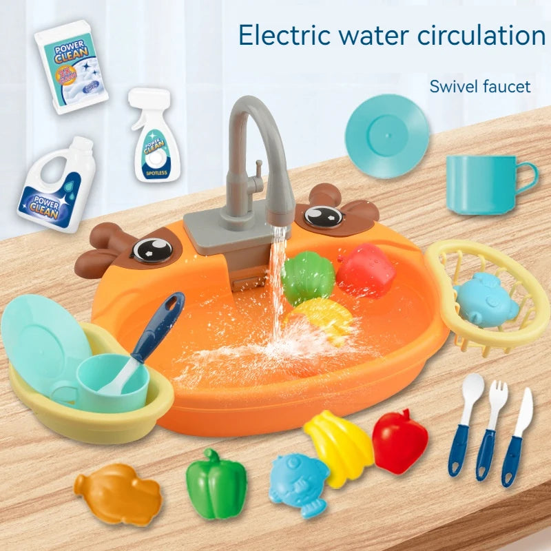 Kids Play Kitchen Sink with Circulating Water