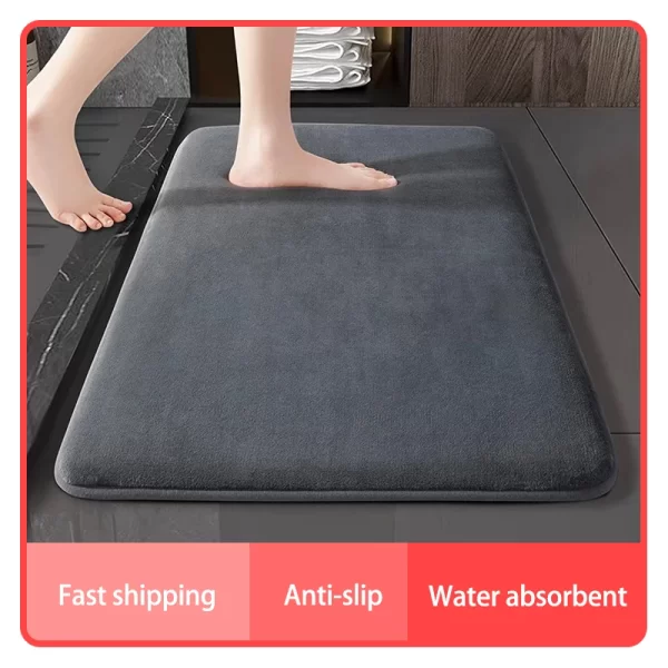 Super Absorbent Bathroom Floor Mat - Anti-Slip Coral Velvet Door Mat